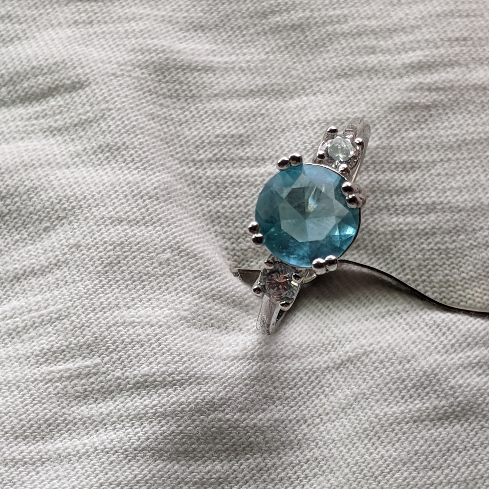 Blue silver ring